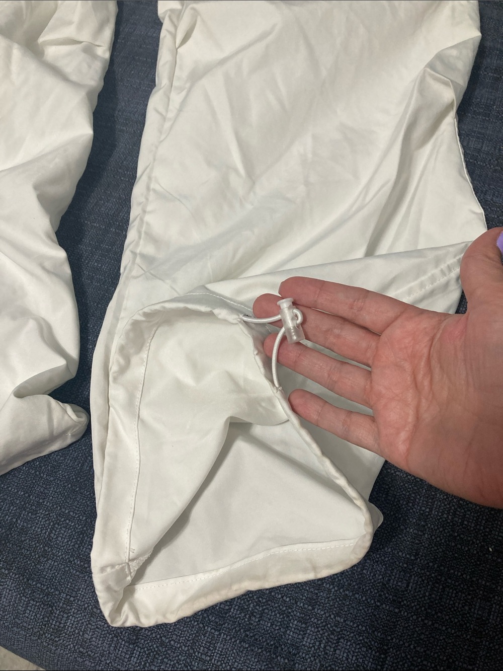 White Cargo Drawstring Pants - Picture 3 of 6